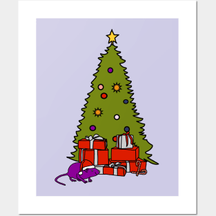 Santa Rat with Christmas Tree Posters and Art